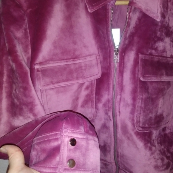❤ Nine West Pink Velvet Bomber Jacket - Picture 8 of 8
